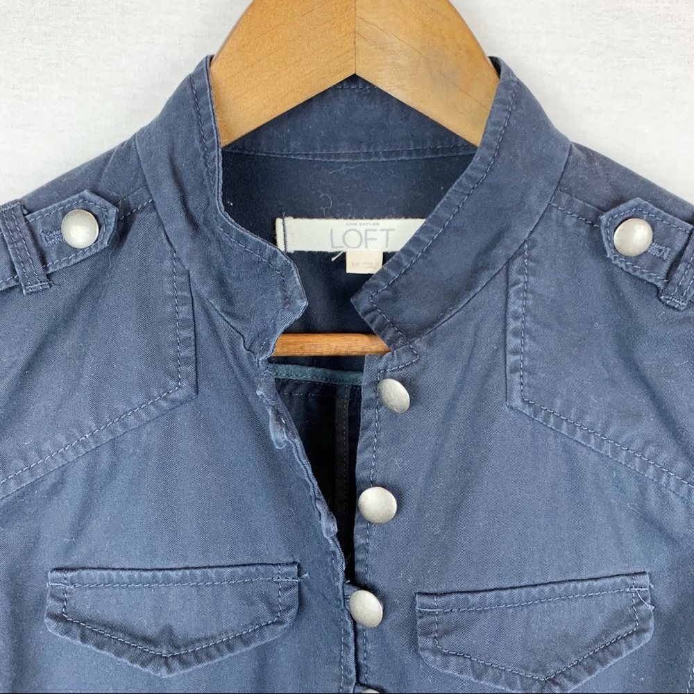 Loft Military Utility Button Ruffle Sleeve Jacket - Picture 8 of 10
